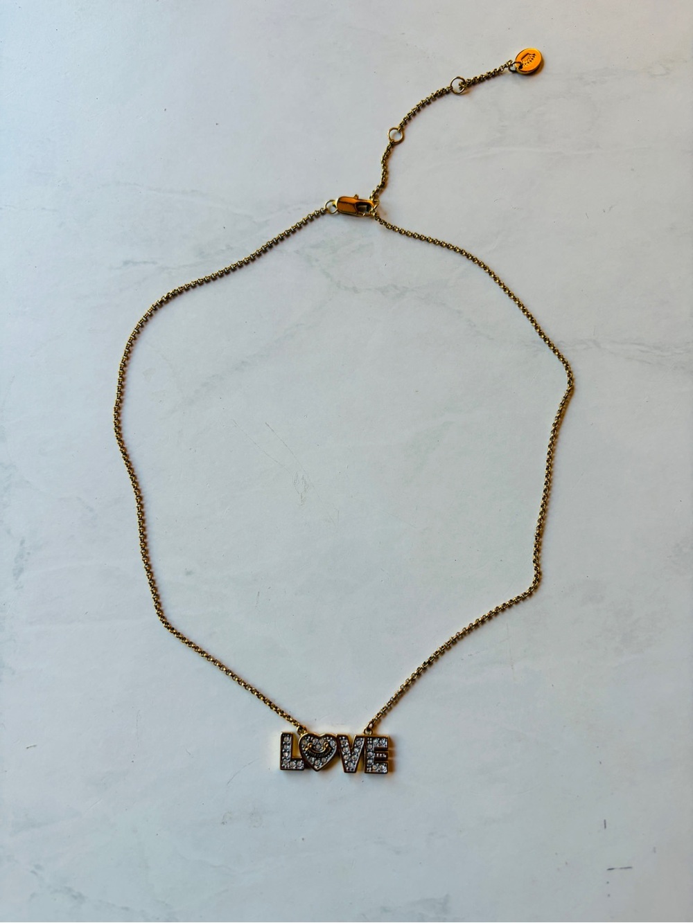 Vintage Juicy Couture Gold Pave LOVE Pendant Necklace